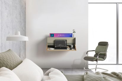 The Tiny desk by Damla Aras situated in a contemporary bedroom interior