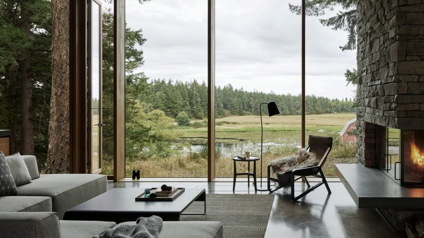 Floor-to-ceiling windows of Whidbey Island Farm