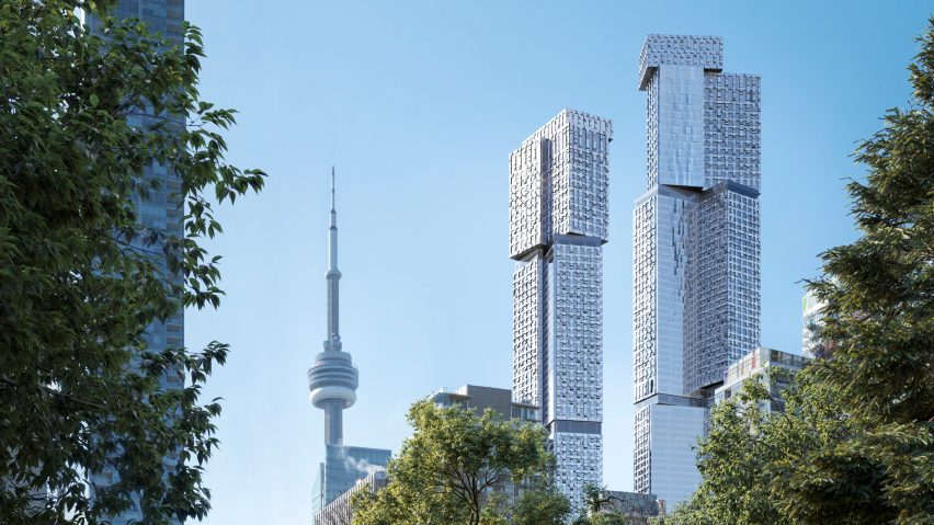 Frank Gehry forma through the trees