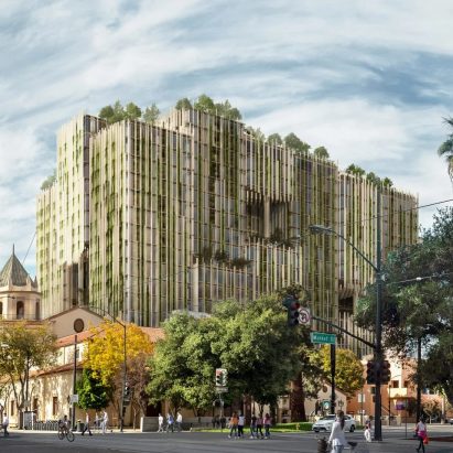 Kengo Kuma's Park Habitat building in downtown San Jose features in today's Dezeen Agenda newsletter