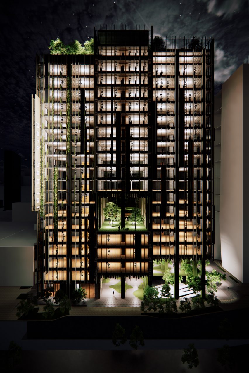 kengo kuma park habitat at night