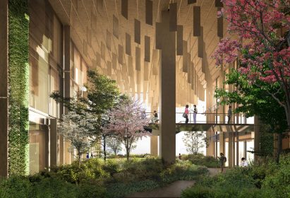 Interior of Kengo Kuma's Park Habitat