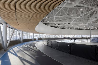 ice skating rink wood ceiling