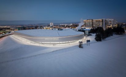 covered ice skating rink aerial