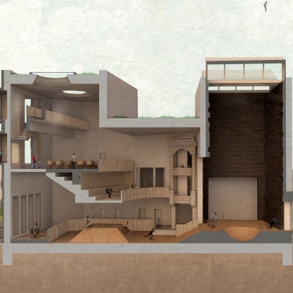 A render of a skate park within Burnley Empire Theatre