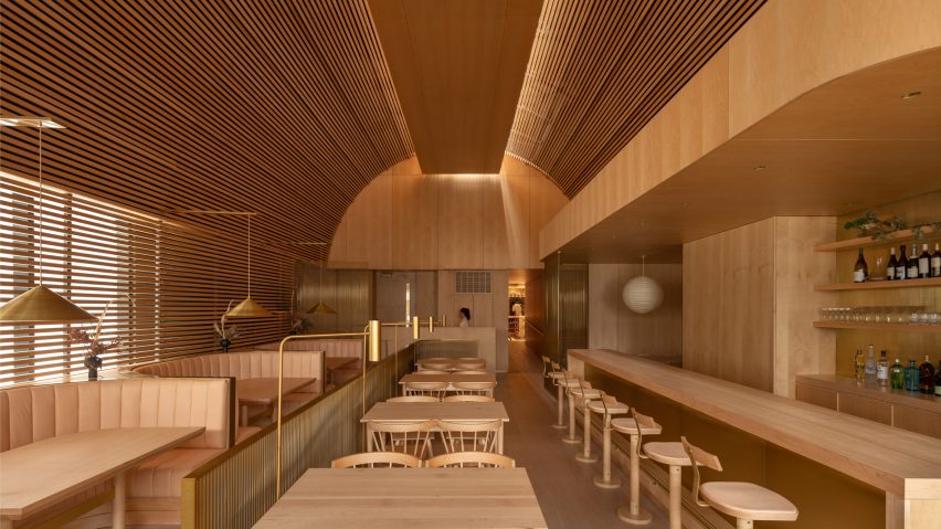 OGA Matheson bar interior with vaulted wood