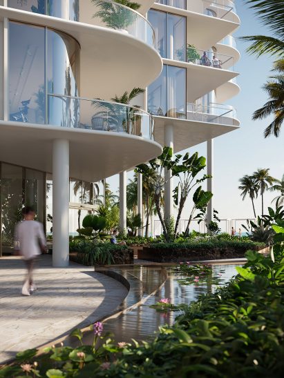 lotus pond and apartment views
