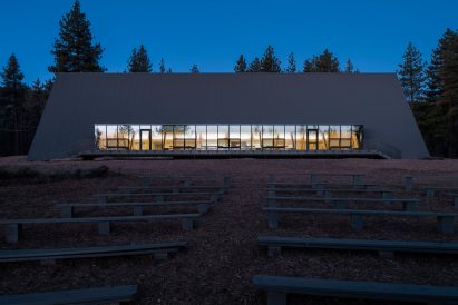 Camp Lakota dining hall at night