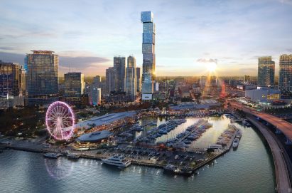 Waldorf Astoria Miami with docks and ferris wheel