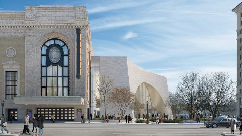 Snøhetta to add entrance shaped like “canted shells” to St Louis’ Powell Hall