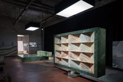 A cabinet made from solid stone