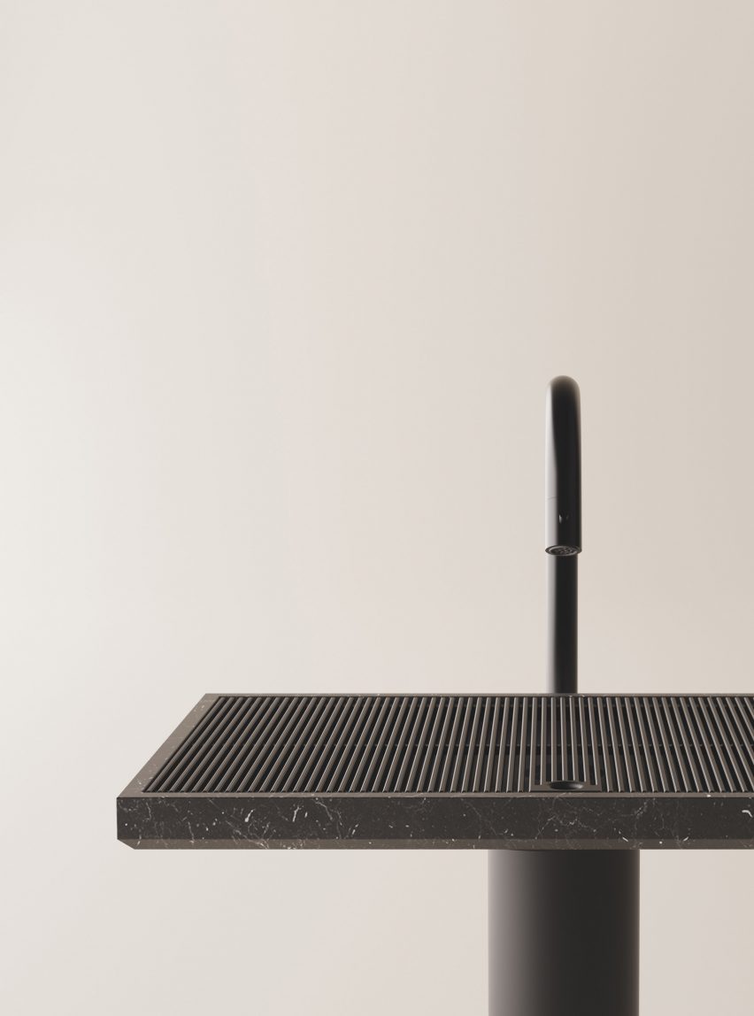 Black-on-black Ell washbasin by Benedini Associati for Agape
