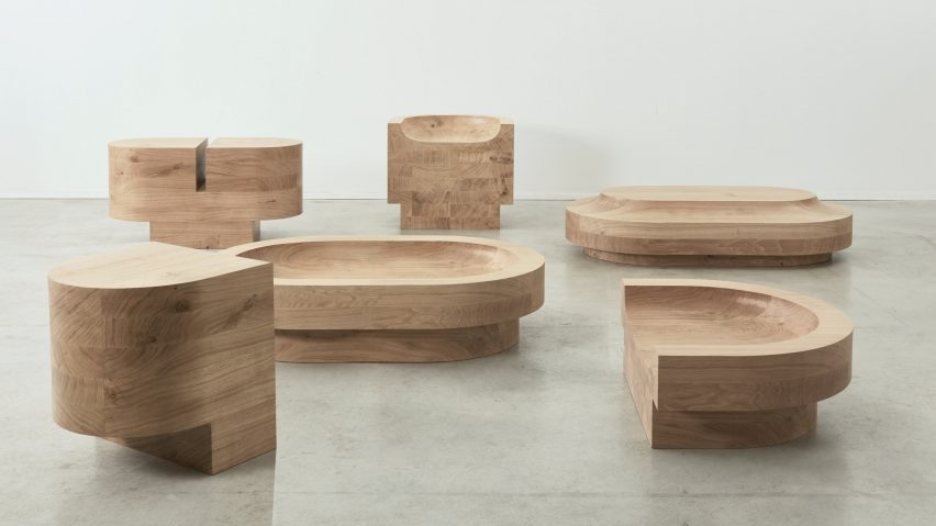 Low Collection solid oak furniture by Benni Allan for Béton Brut