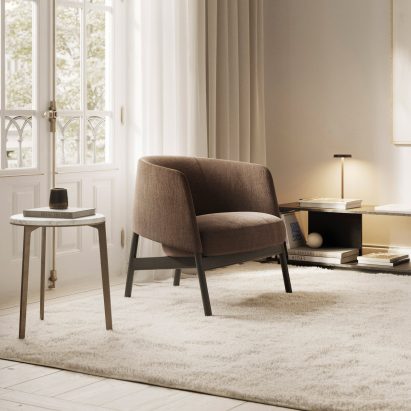 Brown fabric Collar chair by Bensen