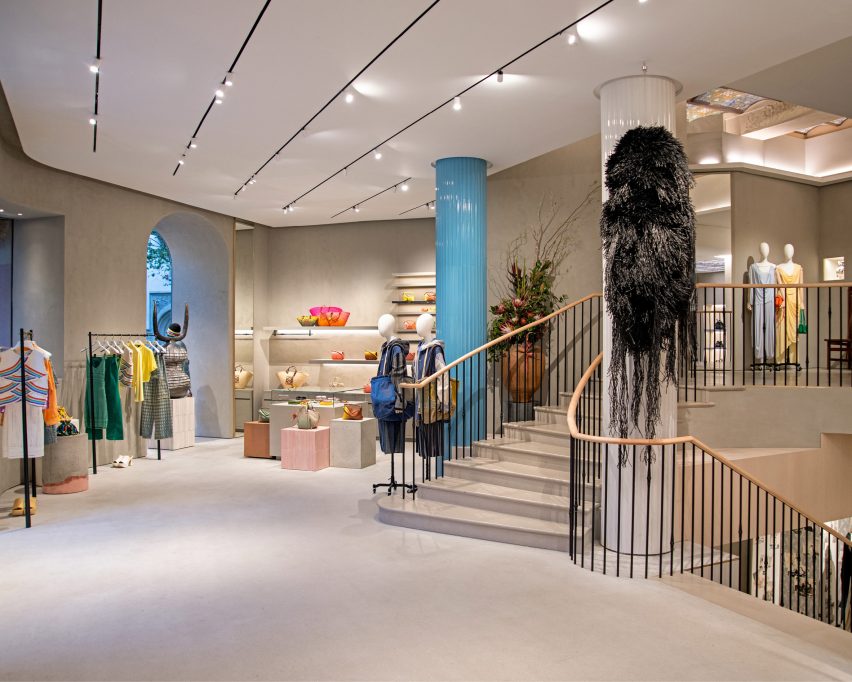 Casa Loewe is a fashion store in Barcelona that includes art pieces and furniture throughout