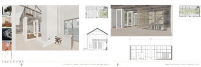 Renders and section drawings of Pace - A refuge for healthcare workers by Caterina Fiore