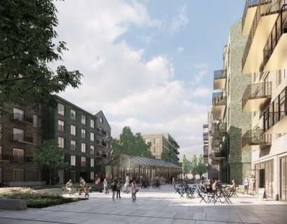 Residential street in Vridsløse masterplan by Cobe
