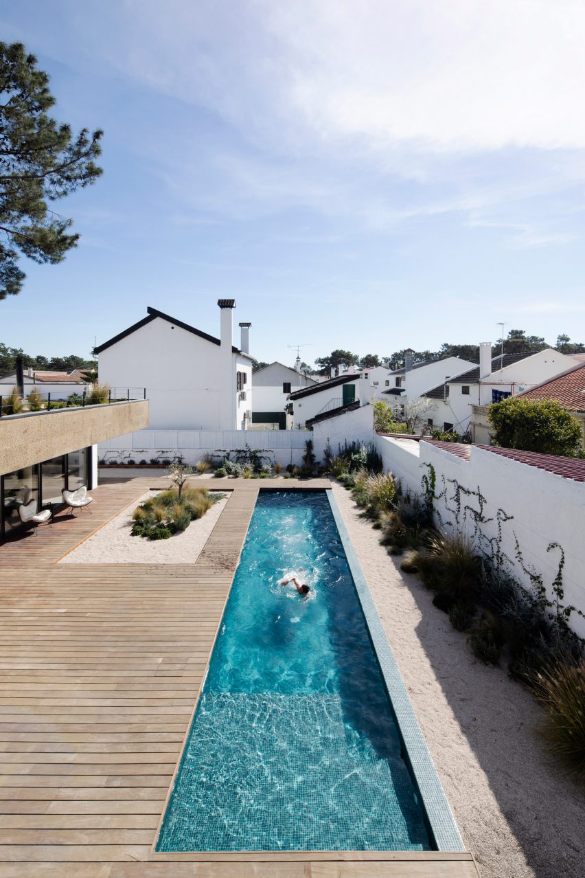 Linear swimming pool at Cork House by Inês Brandão Arquitectura