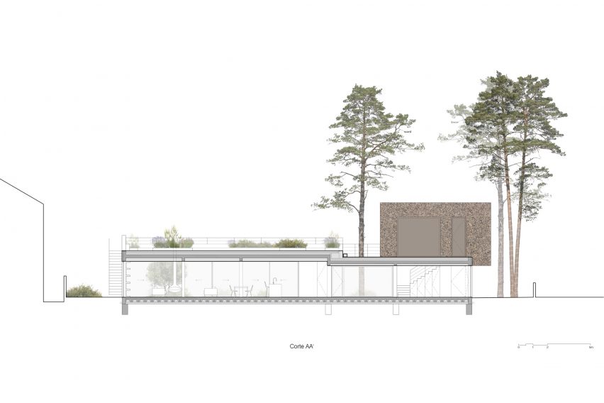 Section of Cork House by Inês Brandão Arquitectura