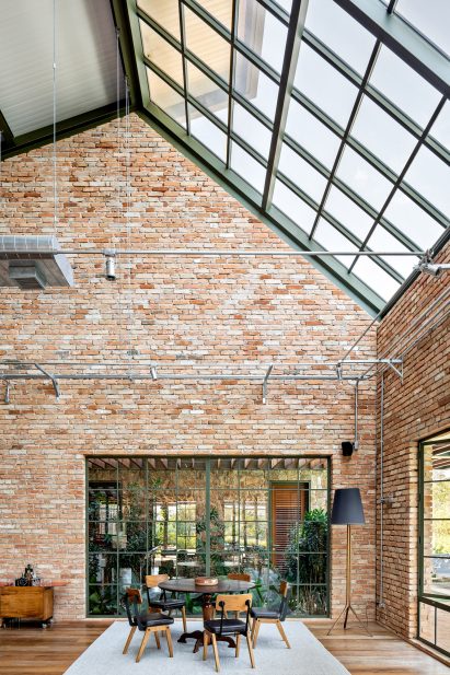Salvaged brick walls