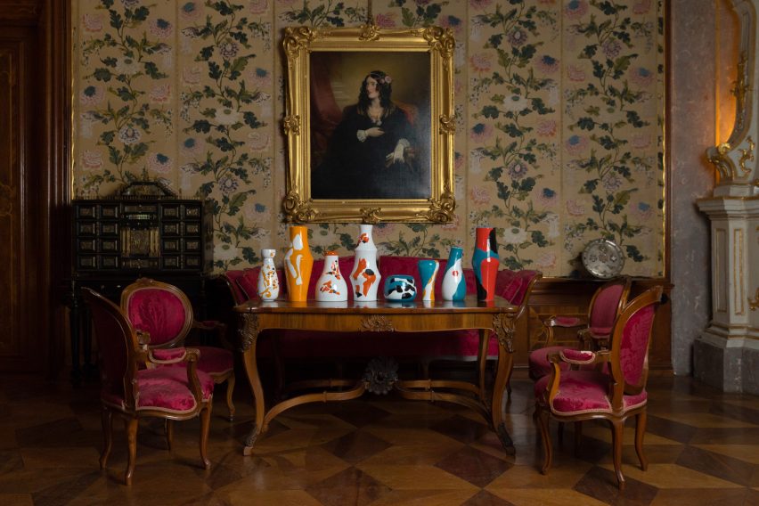Koi Vases by Studio Sain in a historic room of Schloss Hollenegg castle