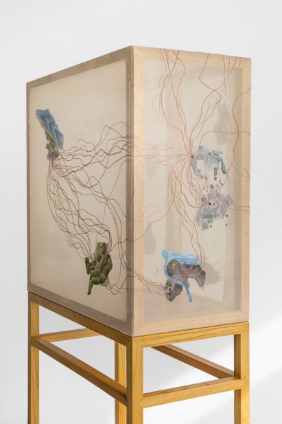 Made in China mulberry wood and silk organza cabinet by Studio Nienke Hoogvliet