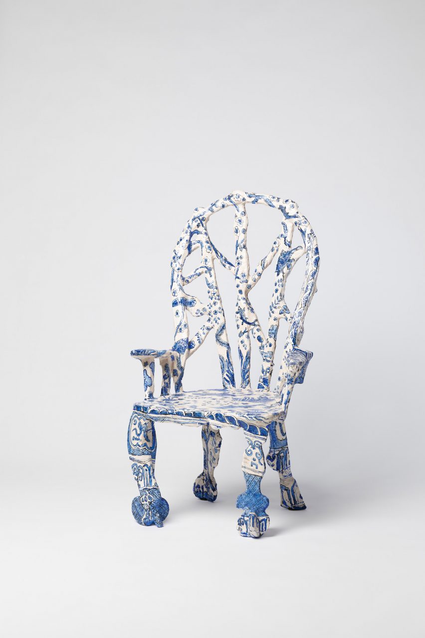 Fish Jar paper pulp and plywood chair by Francesca DiMattio