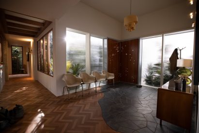 Wooden and concrete accents