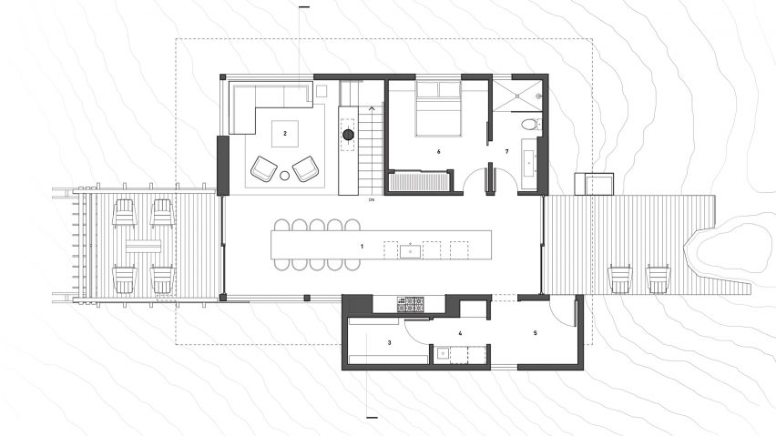 Ground floor plan of Buck Mountain Cabin