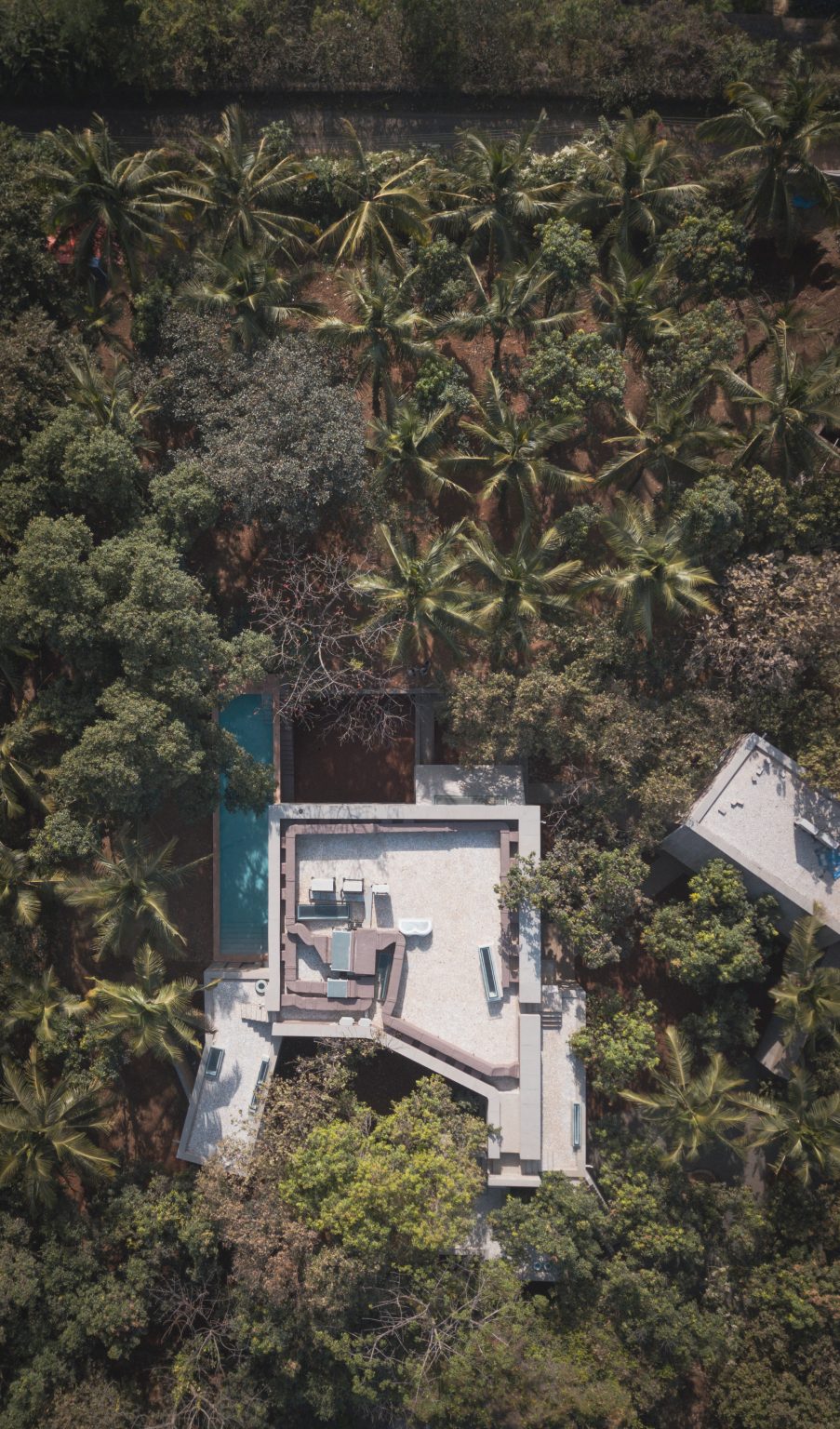 Aerial view of House of Concrete Experiments by Samira Rathod Design Atelier