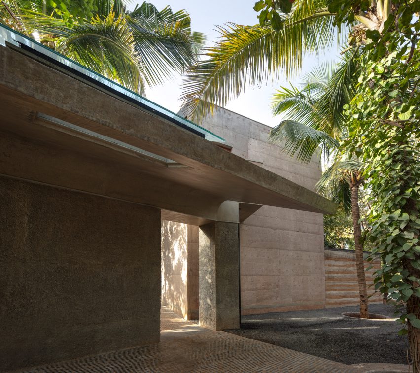 Exterior of House of Concrete Experiments by Samira Rathod Design Atelier