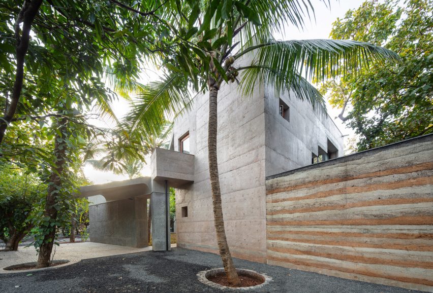 Exterior of House of Concrete Experiments by Samira Rathod Design Atelier