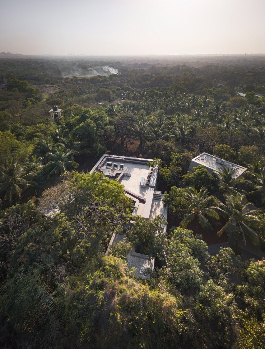 Aerial view of House of Concrete Experiments by Samira Rathod Design Atelier