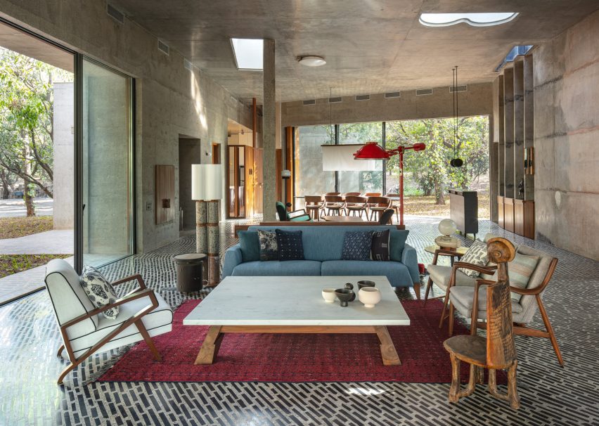 Interior of House of Concrete Experiments by Samira Rathod Design Atelier