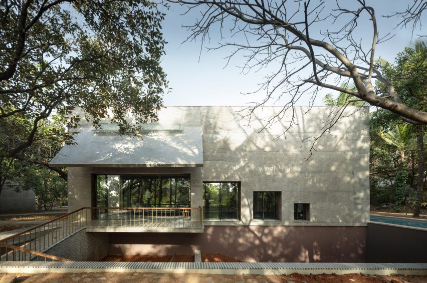 Exterior of House of Concrete Experiments by Samira Rathod Design Atelier