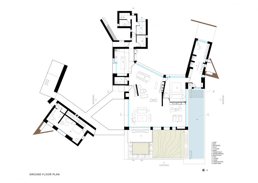 Ground floor plan of House of Concrete Experiments by Samira Rathod Design Atelier