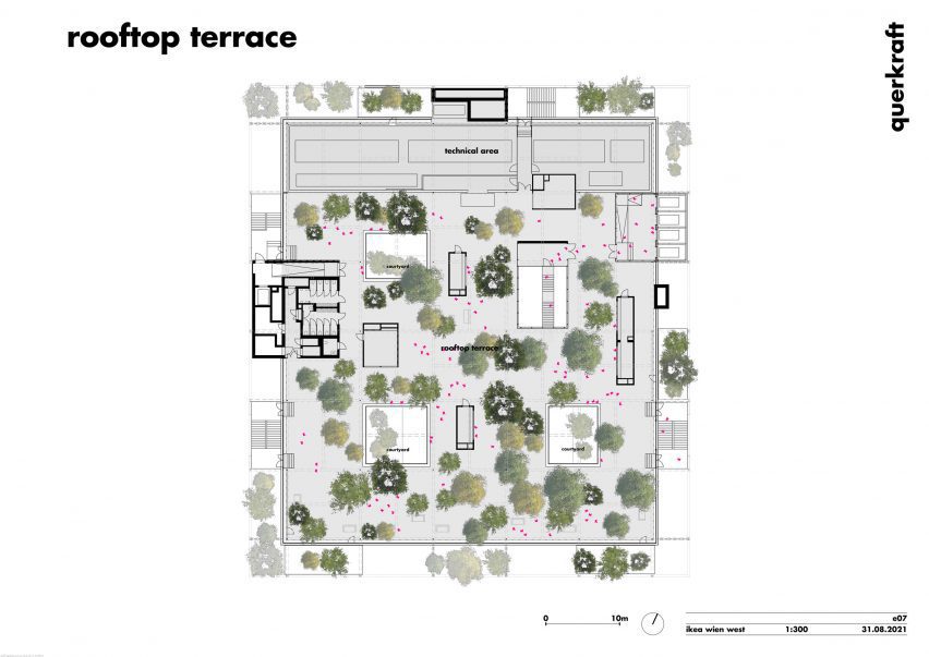 Roof plan of IKEA Vienna Westbahnhof by Querkraft Architekten