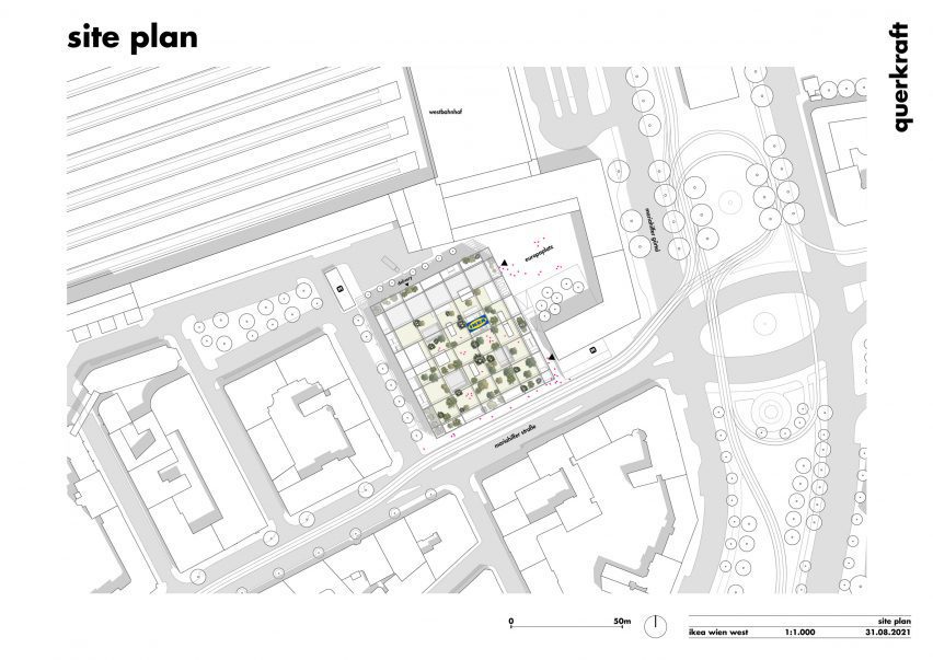 Site plan of IKEA Vienna Westbahnhof by Querkraft Architekten