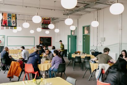 Community event in Kinning Park Complex renovation by New Practice