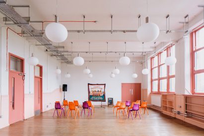 Hall in Kinning Park Complex renovation by New Practice