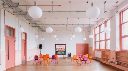 Hall in Kinning Park Complex renovation by New Practice