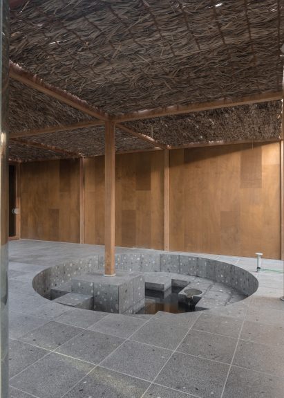 Sunken pits inside Al Naseej Textile Factory that are used for weaving