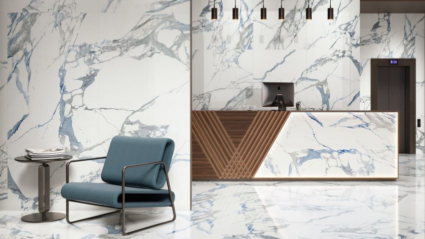 Reception area featuring Medici tiles by Azulejos Benadresa