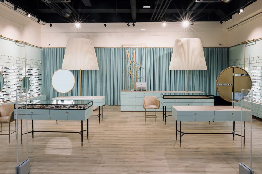 Interiors of Morela eyewear store in Ljubljana, Slovenia, designed by Nika Zupanc