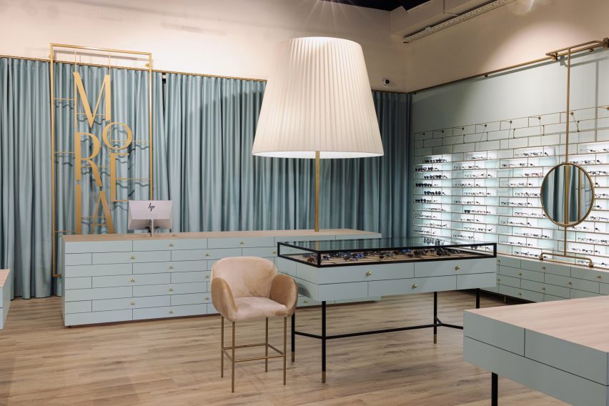 Interiors of Morela eyewear store in Ljubljana, Slovenia, designed by Nika Zupanc