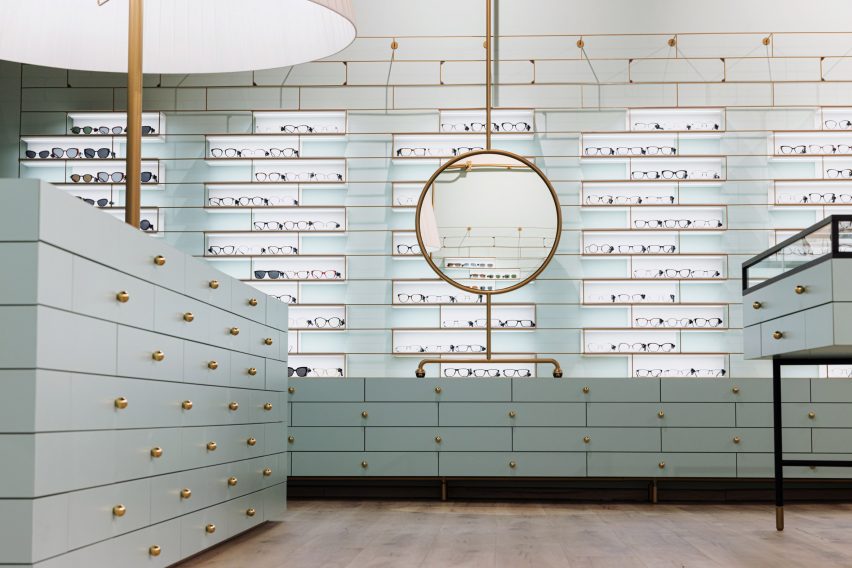 Interiors of Morela eyewear store in Ljubljana, Slovenia, designed by Nika Zupanc