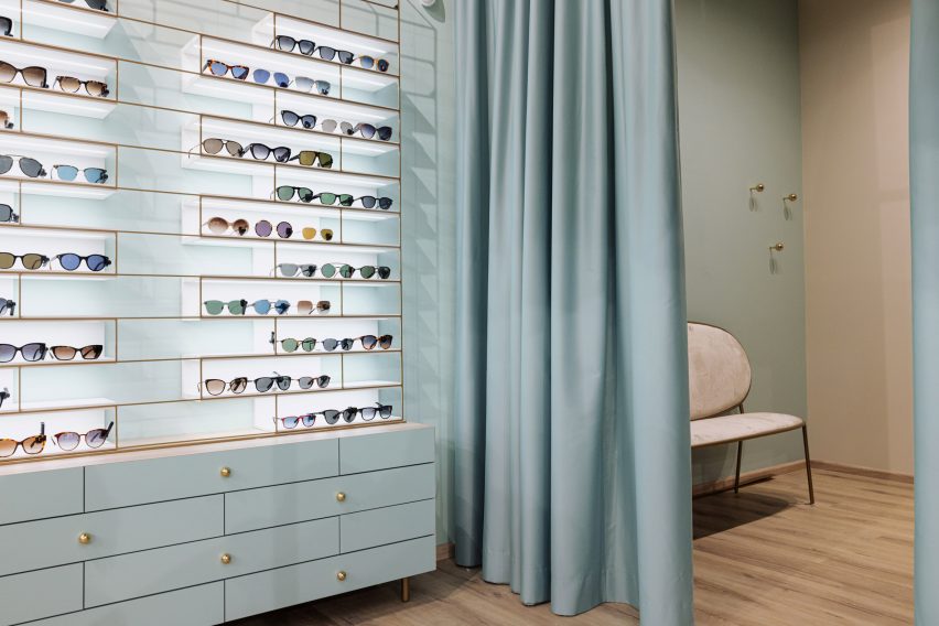 Interiors of Morela eyewear store in Ljubljana, Slovenia, designed by Nika Zupanc