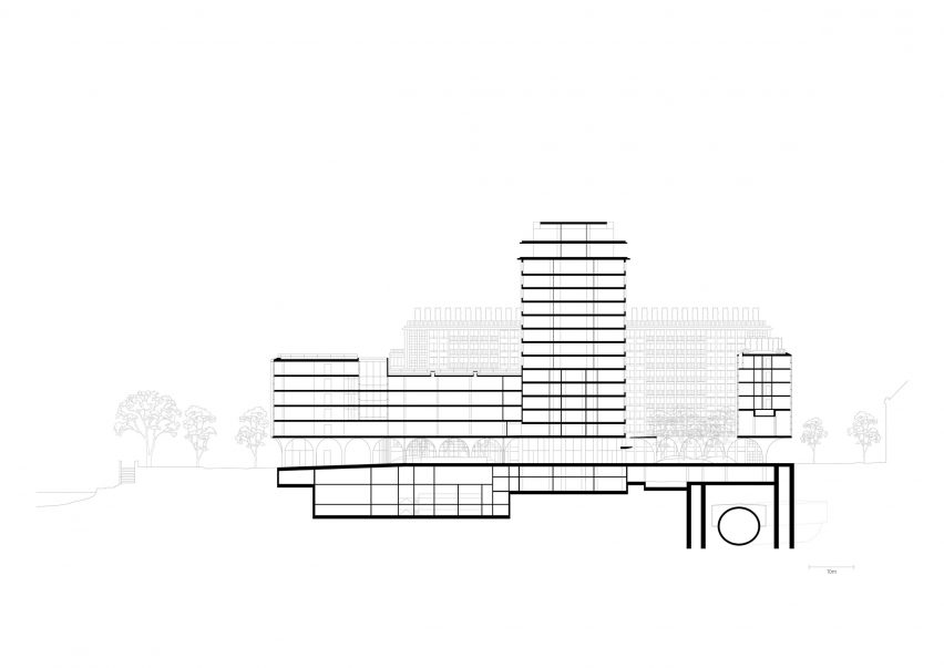 Section of Morland Mixité Capitale by David Chipperfield Architects