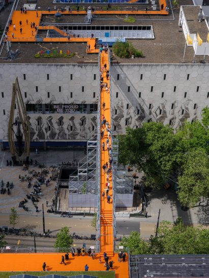 Aerial image of the bridge across the street