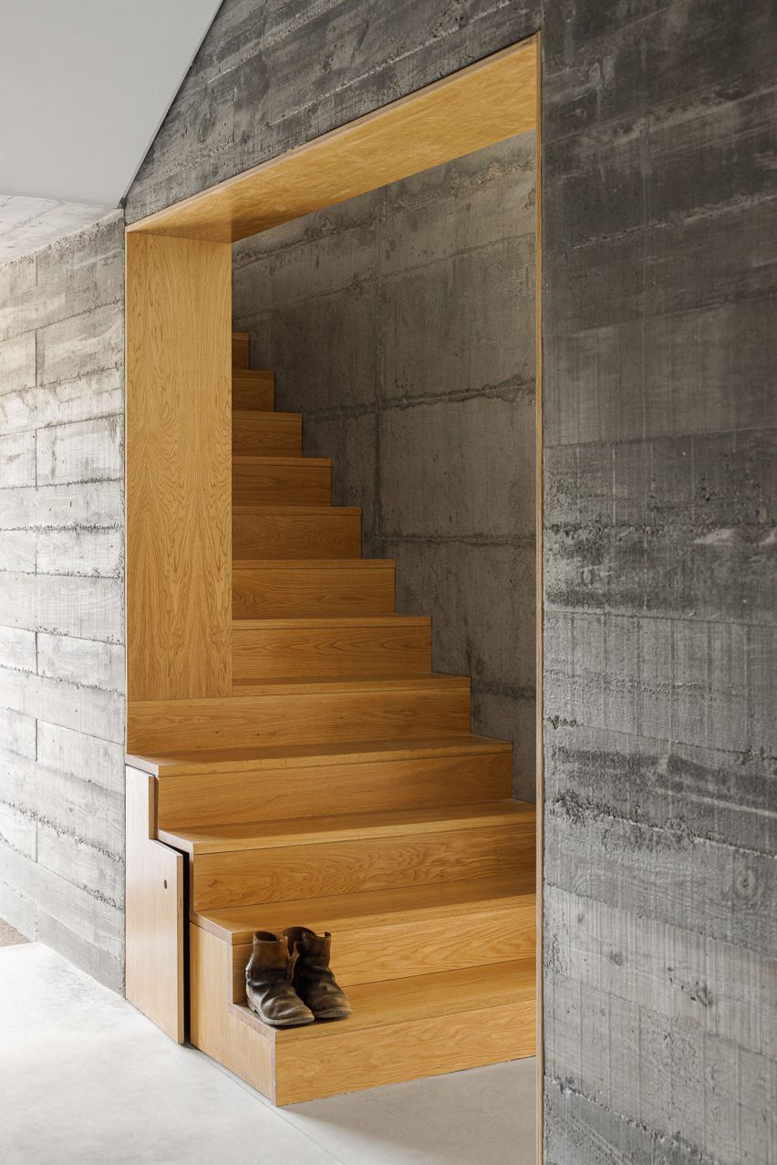 Wooden staircase in Casa NaMora by Filipe Pina and David Bilo